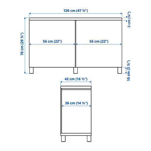 Measurement Illustration - BESTÅ Sideboard with doors 