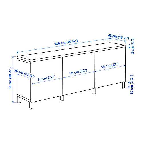 Measurement Illustration - BESTÅ storage combination with doors