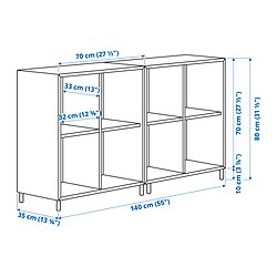 Measurement Illustration - EKET shelf unit with legs
