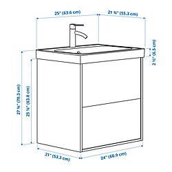 Ilustración de medidas - HAVBÄCK/ORRSJÖN tocador de baño+lavamanos+grifo