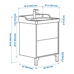 Measurement Illustration - TÄNNFORSEN/RUTSJÖN wash-stnd w drawers/wash-basin