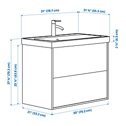 Ilustración de medidas - ÄNGSJÖN/ORRSJÖN tocador de baño+cajones