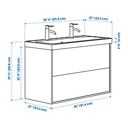 Measurement Illustration - ÄNGSJÖN/BACKSJÖN wash-stnd w drawers/wash-basin