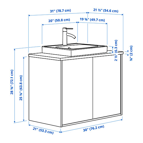 Measurement Illustration - HAVBÄCK/ORRSJÖN wash-stnd w doors/wash-basin