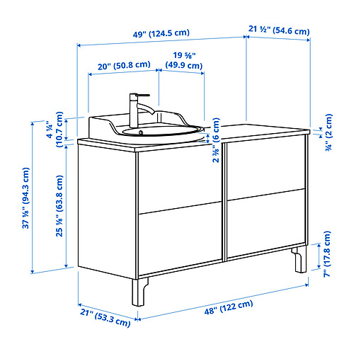 Measurement Illustration - TÄNNFORSEN/RUTSJÖN wash-stand/wash-basin