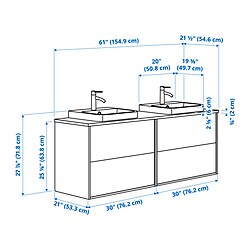 Ilustración de medidas - ÄNGSJÖN/BACKSJÖN tocador de baño/lavamanos