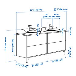 Measurement Illustration - TÄNNFORSEN/RUTSJÖN wash-stand/wash-basins