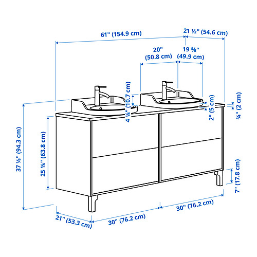 Measurement Illustration - TÄNNFORSEN/RUTSJÖN wash-stand/wash-basins
