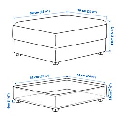 Measurement Illustration - KIVIK ottoman with storage