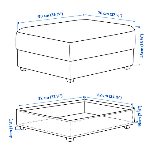KIVIK, ottoman with storage. 5 of 5 open dialog