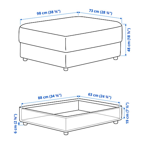 VIMLE, ottoman with storage. 4 of 4 open dialog
