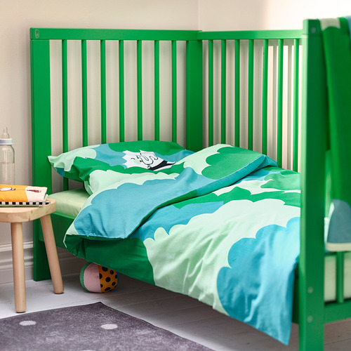 GRÖNFINK, 3-piece bedlinen set for crib. 7 of 8 open dialog