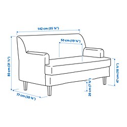 Measurement Illustration - ROCKSJÖN 2-seat sofa