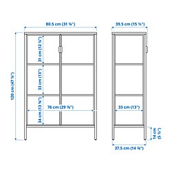 Measurement Illustration - RUDSTA glass-door cabinet
