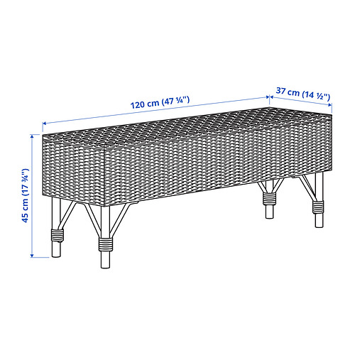 Measurement Illustration - TOLKNING bench with storage