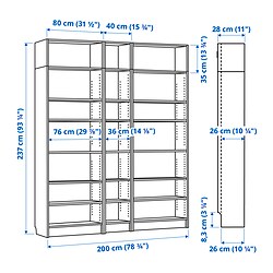 Measurement Illustration - BILLY bookcase