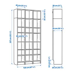 Measurement Illustration - BILLY bookcase combination with extension units
