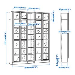 Measurement Illustration - BILLY/OXBERG bookcase