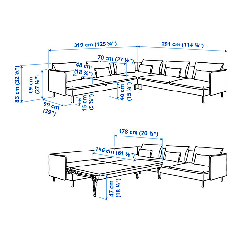 SÖDERHAMN, sofá cama esquinero, 6 plazas. 8 de 8 abrir diálogo