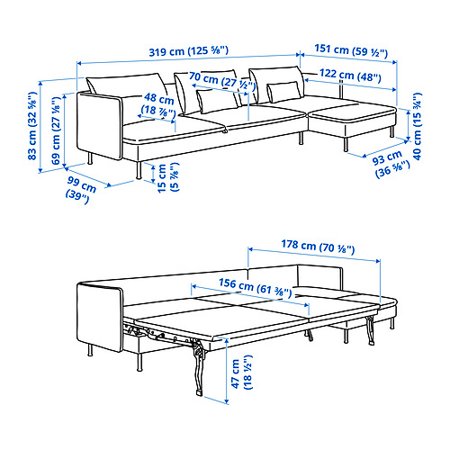 SÖDERHAMN, sofá cama de 4 plazas. 8 de 8 abrir diálogo