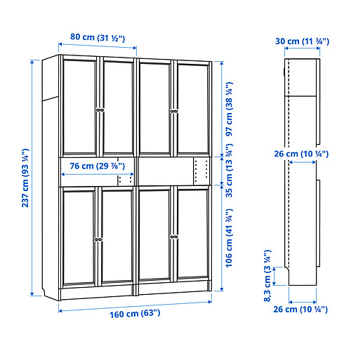 BILLY / OXBERG, bookcase+height extension & doors. 6 of 6 open dialog