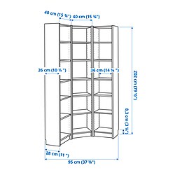 Measurement Illustration - BILLY corner bookcase