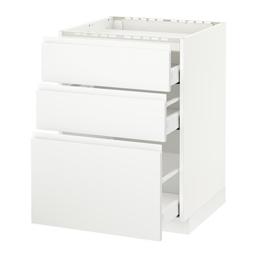 METOD kitchen cabinet: 3 drawers, modern minimalist design, smooth & self-closing drawers.