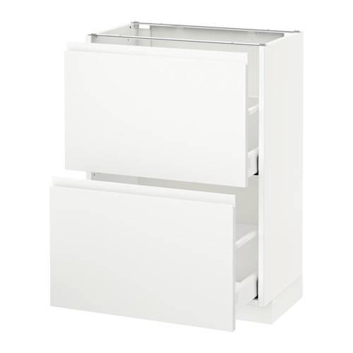 METOD white kitchen unit: modern, glossy white finish, rectangular shape, two drawers, sleek design.
