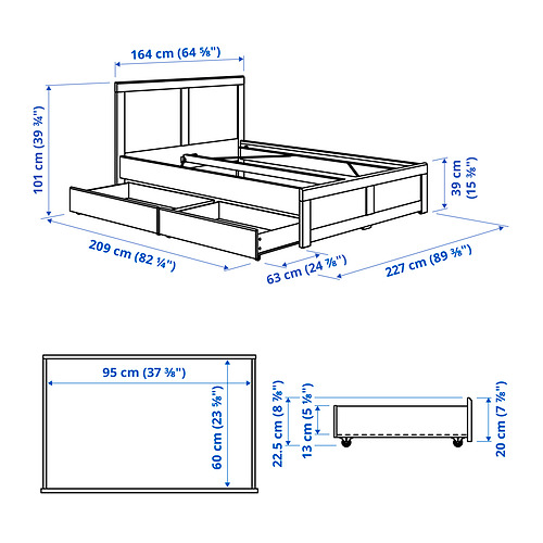FÅGELFJÄLLET, bed frame with 2 storage boxes. 9 of 9 open dialog