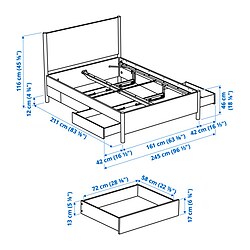 Measurement Illustration - TONSTAD bedroom furniture, set of 3