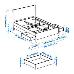 Measurement Illustration - TONSTAD bedroom furniture, set of 3