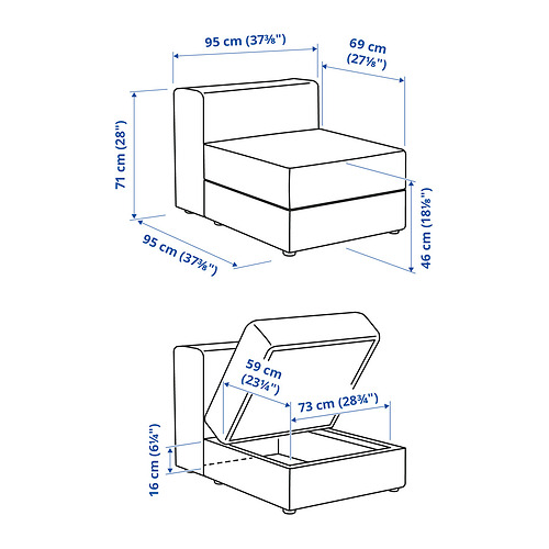 JÄTTEBO, 1.5-seat module with storage. 9 of 9 open dialog