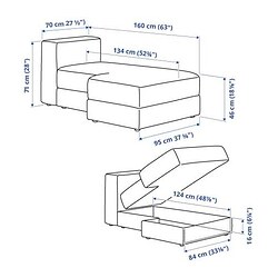Measurement Illustration - JÄTTEBO chaise module, left
