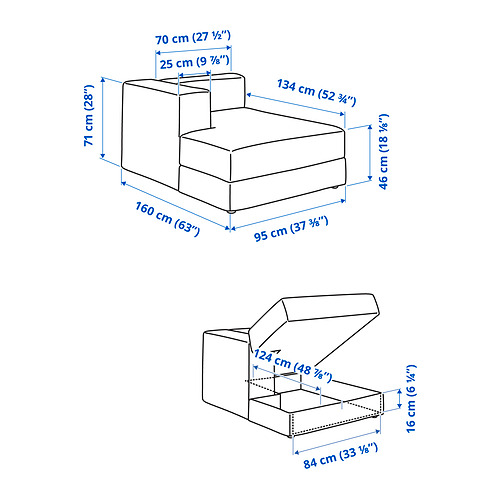 Illustration with measurements for the product: JÄTTEBO.