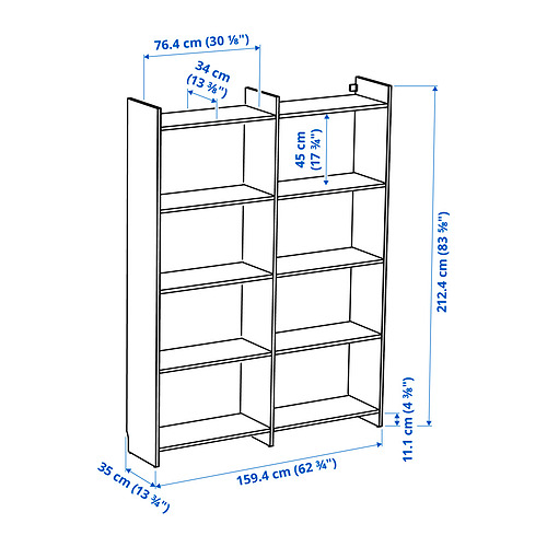 Measurement Illustration - LÅDMAKARE storage cabinet with shelves
