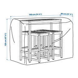 Measurement Illustration - TOSTERÖ cover for outdoor furniture