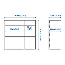 Ilustración de medidas - VIHALS Combinación almacenaje con puertas corredizas de vidrio