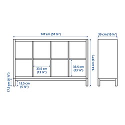 Measurement Illustration - KALLAX shelving unit with underframe