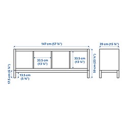 Measurement Illustration - KALLAX shelving unit with underframe