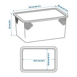Ilustración de medidas - TROFAST caja de rejilla