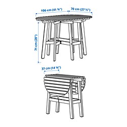 Measurement Illustration - ASKHOLMEN outdoor gateleg table and 4 foldable chairs