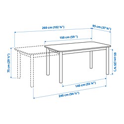 Measurement Illustration - STRANDTORP/ODGER Extendable table and 4 chairs