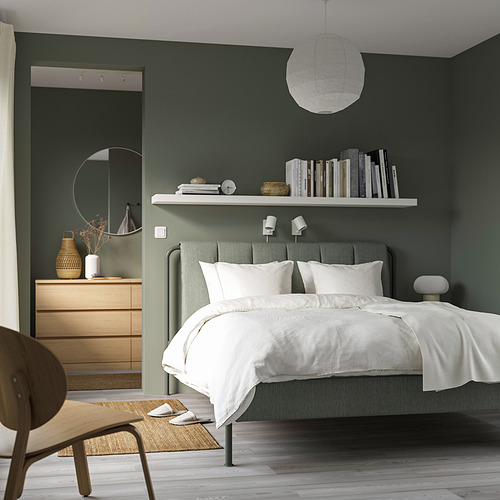 TÄLLÅSEN, upholstered Queen bed frame. 2 of 12 open dialog