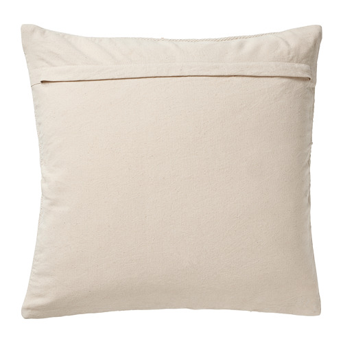 Cojín KUSTFLY, beige con hilos negros, forma cuadrada, cierre de cremallera.