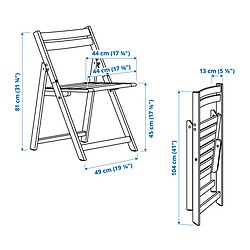 Ilustración de medidas - NÄMMARÖ mesa y 4 sillas plegables, exterior