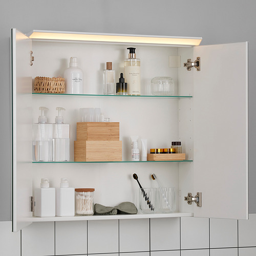 TREASJÖN, mirror cabinet with 2 doors & integrated lighting. 5 of 8 open dialog