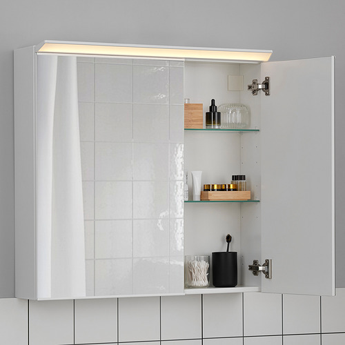 TREASJÖN, mirror cabinet with 2 doors & integrated lighting. 4 of 8 open dialog