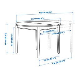 Measurement Illustration - SKANSNÄS/STOCKHOLM 2025 table and 4 chairs