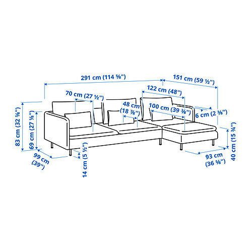 SÖDERHAMN, sofá 4 plazas con chaiselongue. 8 de 8 abrir diálogo