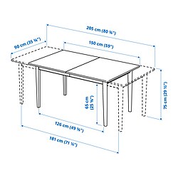 Ilustración de medidas - SKANSNÄS mesa extensible